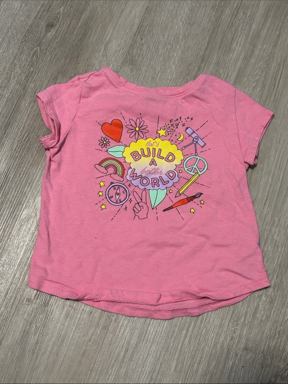 Old Navy Pink Graphic Tee with‎ 'Build a Better World' Design